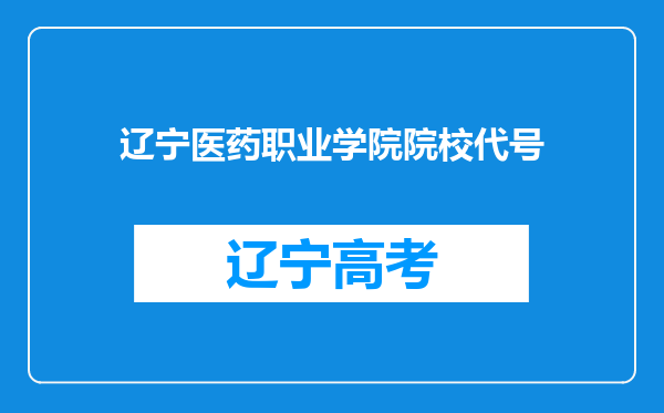 辽宁医药职业学院院校代号