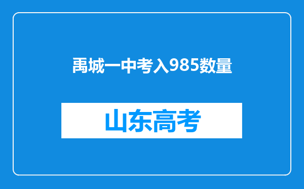 禹城一中考入985数量