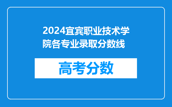 2024宜宾职业技术学院各专业录取分数线