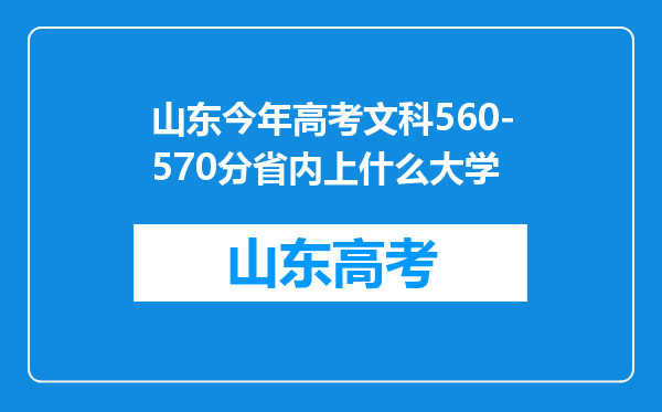 山东今年高考文科560-570分省内上什么大学