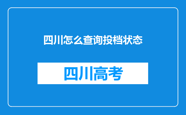 四川怎么查询投档状态