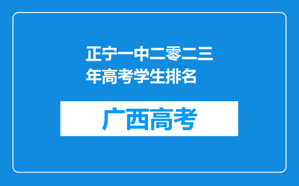 正宁一中二零二三年高考学生排名