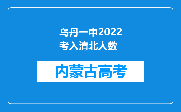 乌丹一中2022考入清北人数