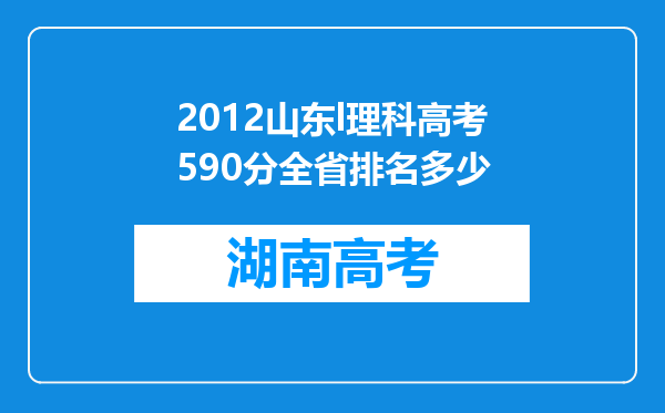 2012山东l理科高考590分全省排名多少