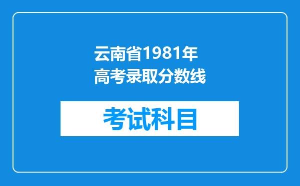 云南省1981年高考录取分数线