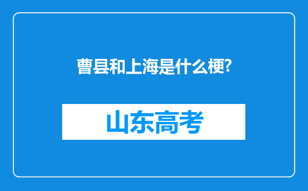 曹县和上海是什么梗?