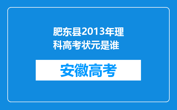 肥东县2013年理科高考状元是谁