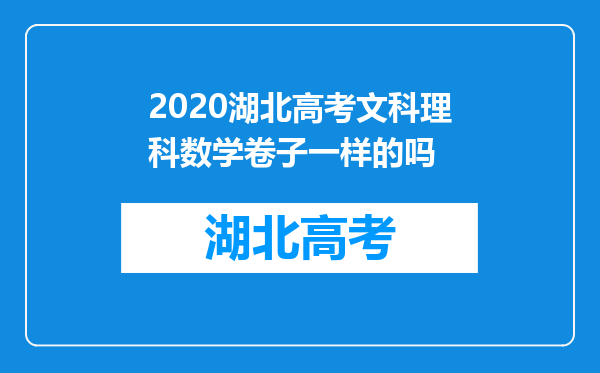 2020湖北高考文科理科数学卷子一样的吗