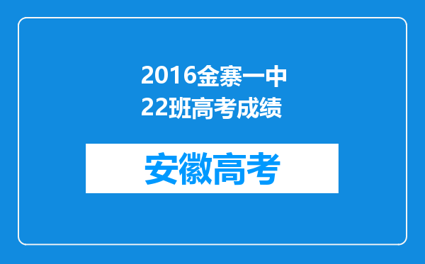 2016金寨一中22班高考成绩