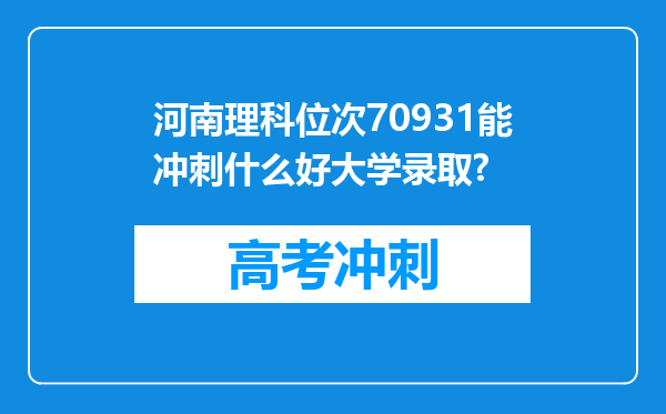 河南理科位次70931能冲刺什么好大学录取?