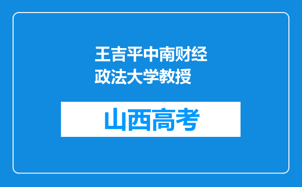 王吉平中南财经政法大学教授