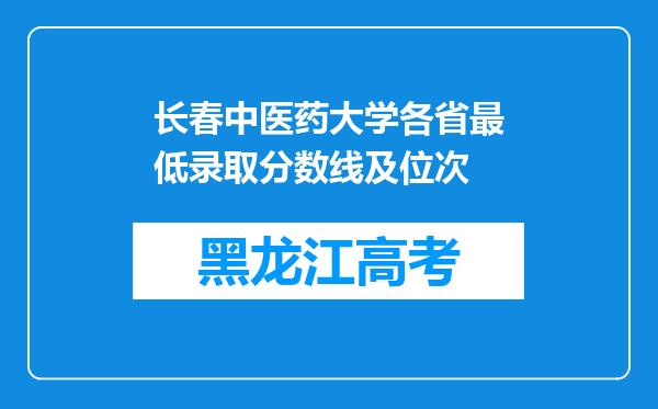 长春中医药大学各省最低录取分数线及位次