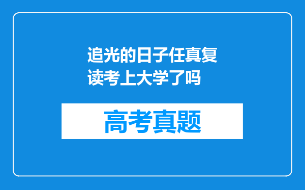 追光的日子任真复读考上大学了吗