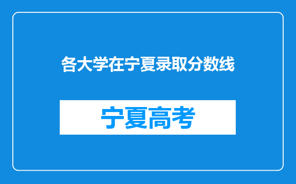 各大学在宁夏录取分数线