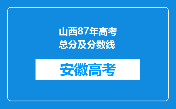 山西87年高考总分及分数线