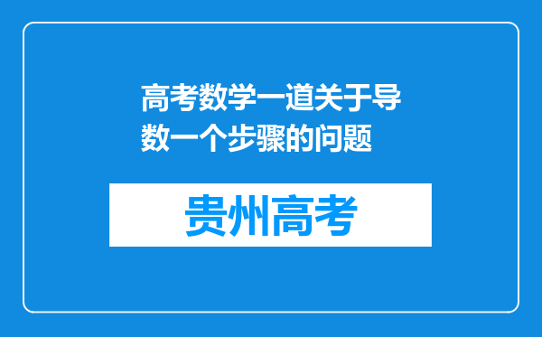 高考数学一道关于导数一个步骤的问题