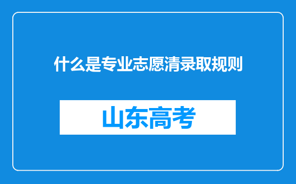 什么是专业志愿清录取规则