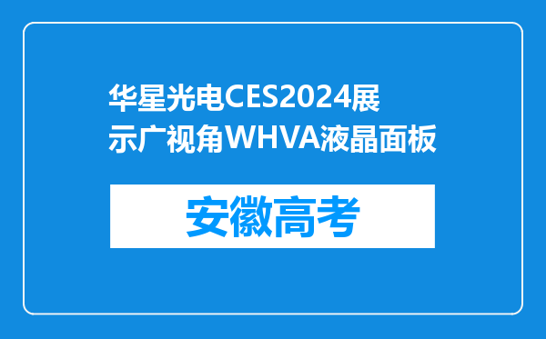 华星光电CES2024展示广视角WHVA液晶面板