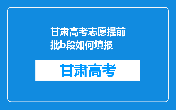 甘肃高考志愿提前批b段如何填报