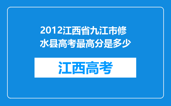 2012江西省九江市修水县高考最高分是多少