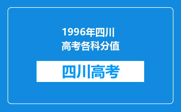 1996年四川高考各科分值