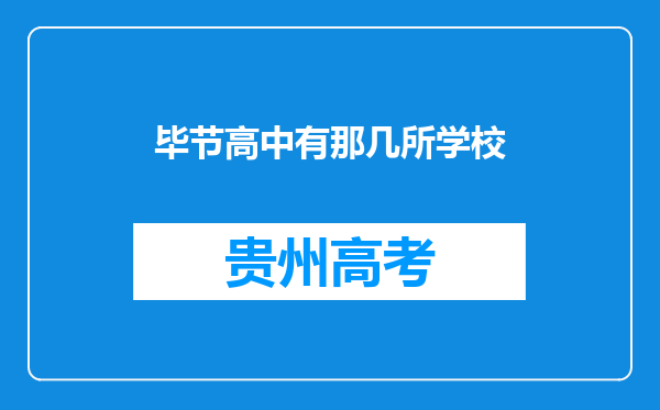 毕节高中有那几所学校