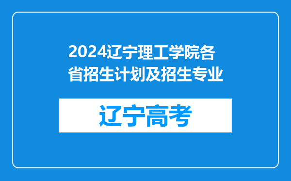 2024辽宁理工学院各省招生计划及招生专业