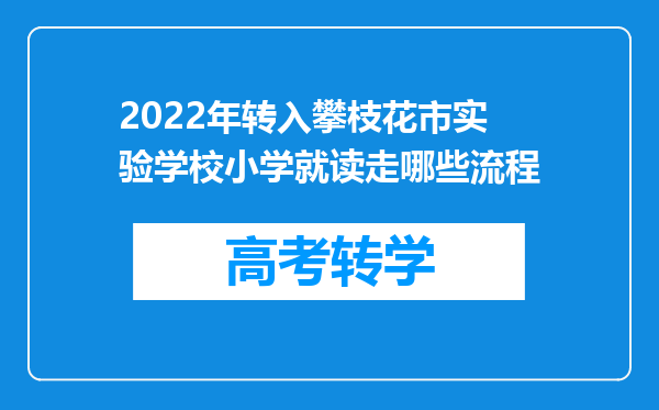 2022年转入攀枝花市实验学校小学就读走哪些流程