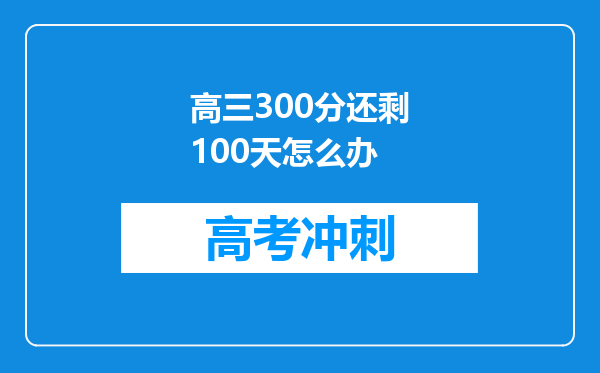 高三300分还剩100天怎么办