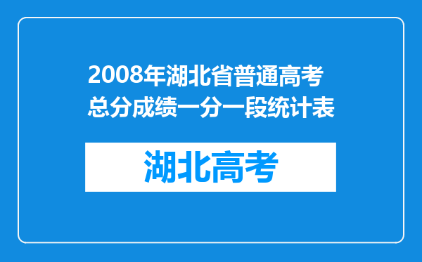 2008年湖北省普通高考总分成绩一分一段统计表