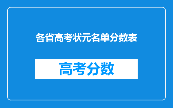 各省高考状元名单分数表