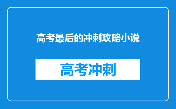 高考最后的冲刺攻略小说