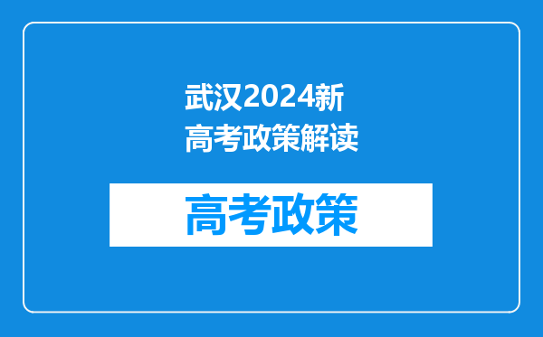 武汉2024新高考政策解读