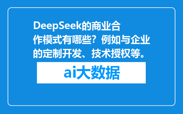 DeepSeek的商业合作模式有哪些？例如与企业的定制开发、技术授权等。
