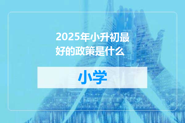2025年小升初最好的政策是什么