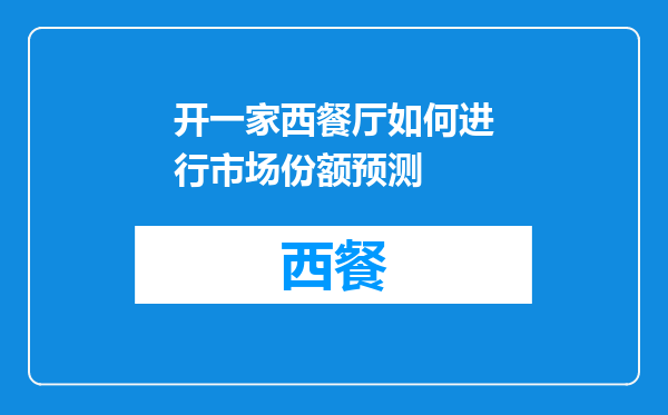 开一家西餐厅如何进行市场份额预测