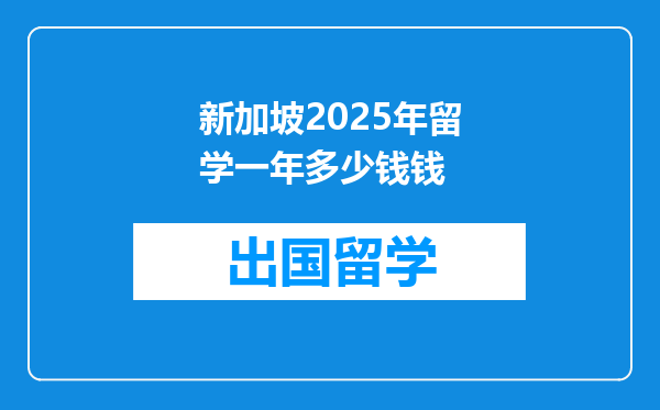 新加坡2025年留学一年多少钱钱