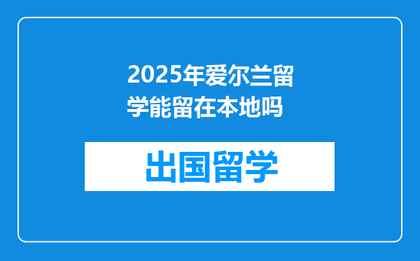 2025年爱尔兰留学能留在本地吗