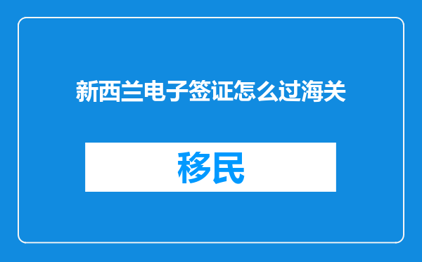 新西兰电子签证怎么过海关