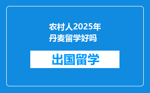 农村人2025年丹麦留学好吗