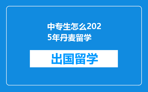 中专生怎么2025年丹麦留学