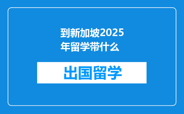 到新加坡2025年留学带什么