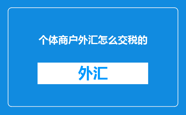 个体商户外汇怎么交税的