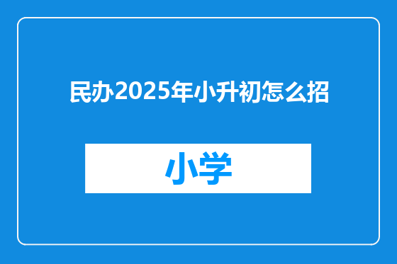 民办2025年小升初怎么招