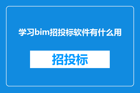 学习bim招投标软件有什么用