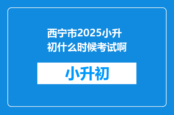 西宁市2025小升初什么时候考试啊