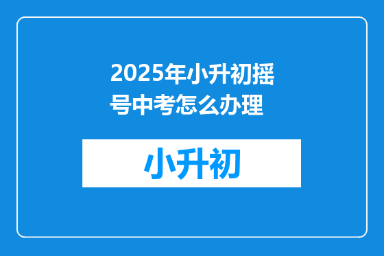 2025年小升初摇号中考怎么办理