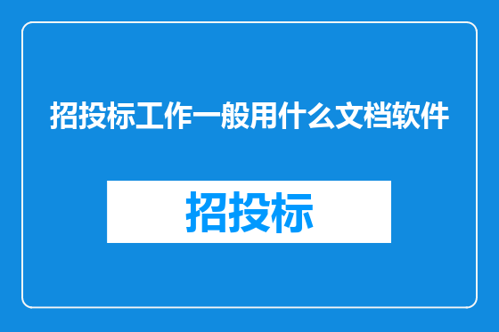 招投标工作一般用什么文档软件