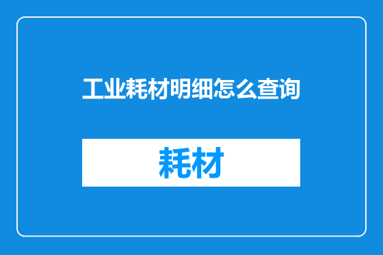 工业耗材明细怎么查询