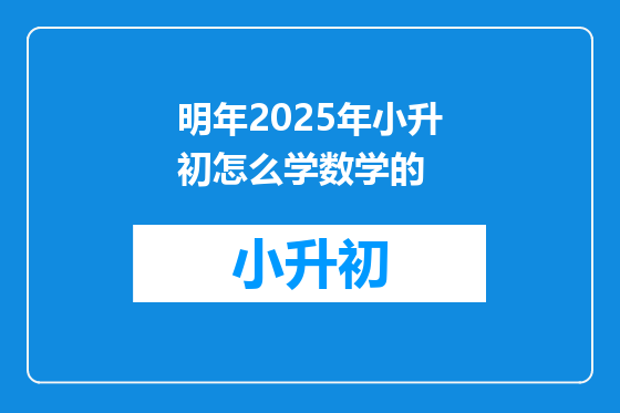明年2025年小升初怎么学数学的
